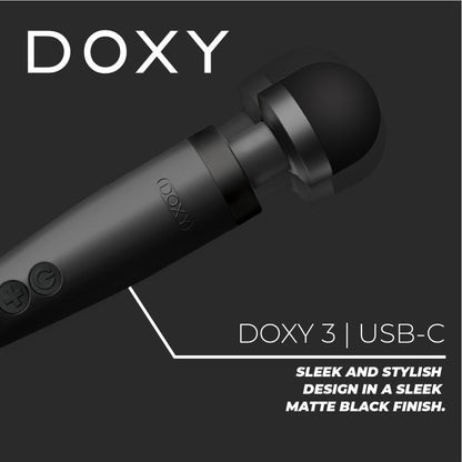 Doxy Black USB Powered Wand Massager with 10ft Cable