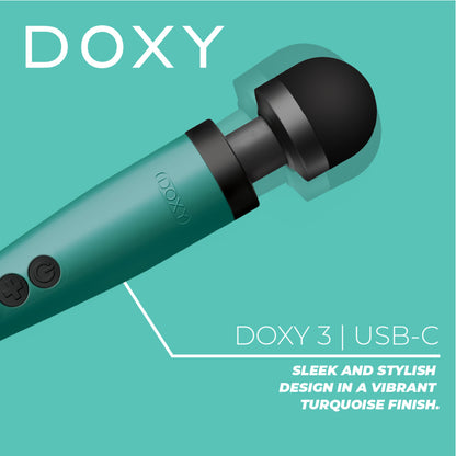 Doxy Turquoise Wand 3 USB Powered Massager 10ft Reach
