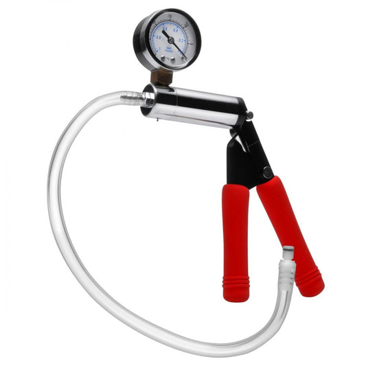 Size Matters Chrome Deluxe Steel Hand Pump with Pressure Gauge