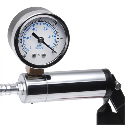 Size Matters Chrome Deluxe Steel Hand Pump with Pressure Gauge
