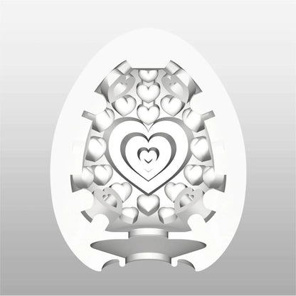 Tenga Lovers Egg White Masturbator with Heart Structure