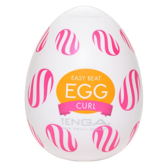 Tenga White Curl Egg Masturbator with Grooved Texture