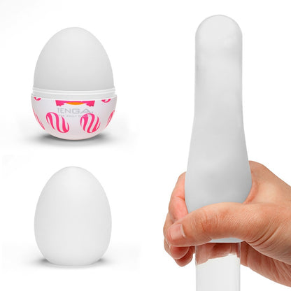 Tenga White Curl Egg Masturbator with Grooved Texture