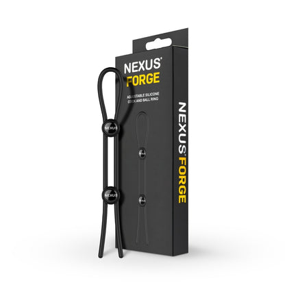 Nexus Black Adjustable Silicone Cock and Ball Ring