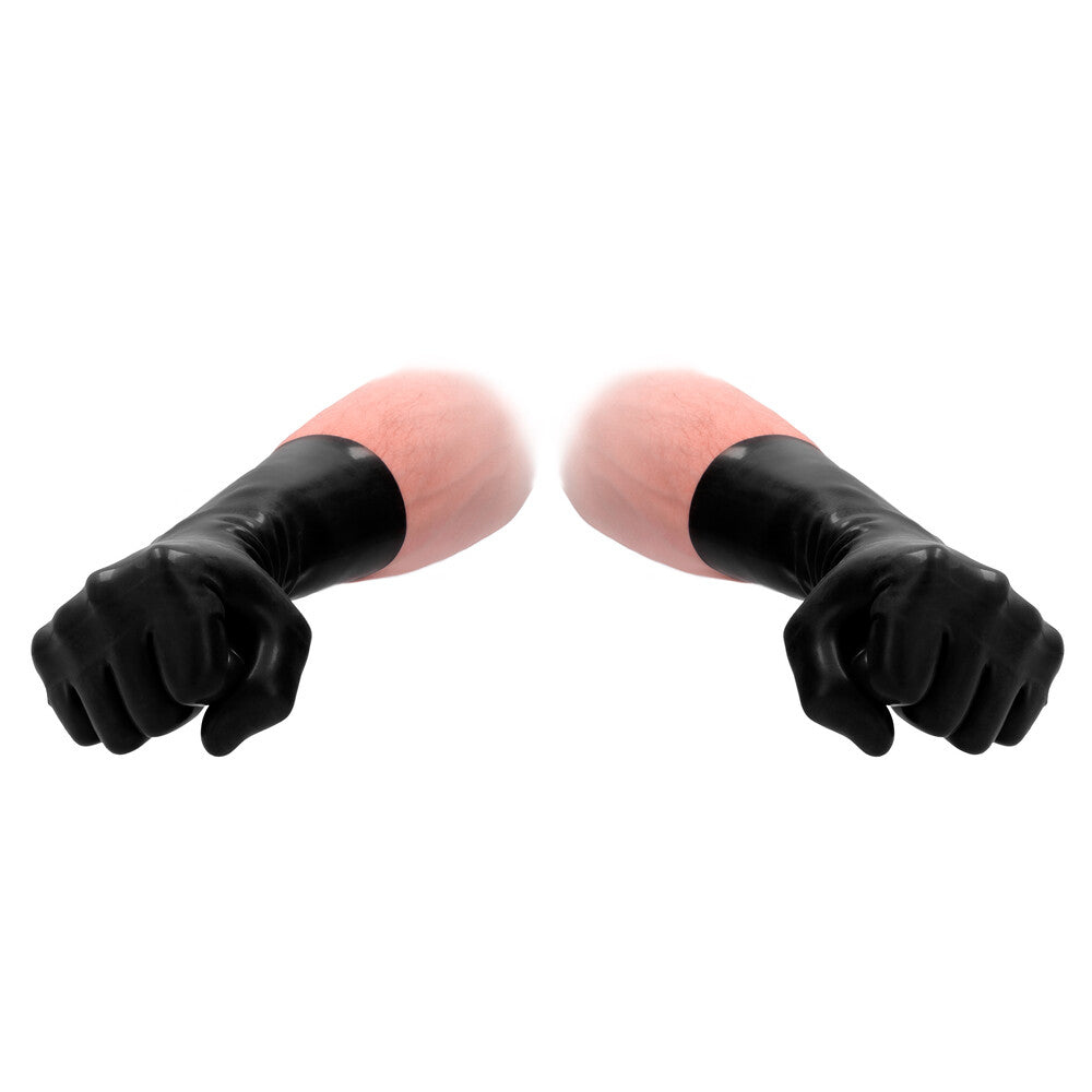 Fist It Black Stretchy Latex Short Gloves for Hygienic Play