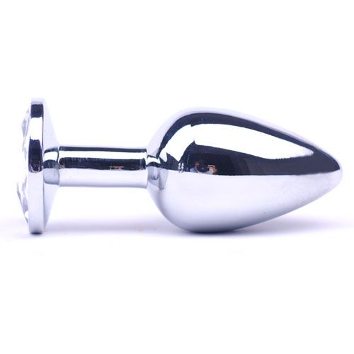 Glamourous Metal Anal Plug with Clear Crystal and Tapered Tip