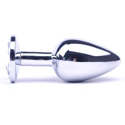 Glamourous Metal Anal Plug with Clear Crystal and Tapered Tip