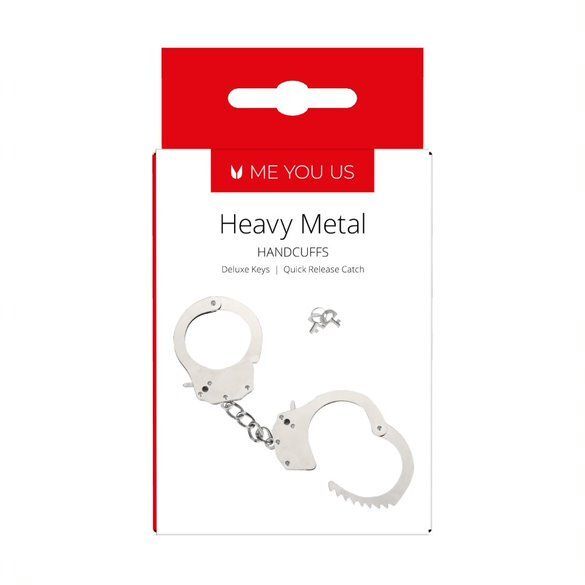 Me You Us Silver Heavy Metal Handcuffs Adjustable Durable