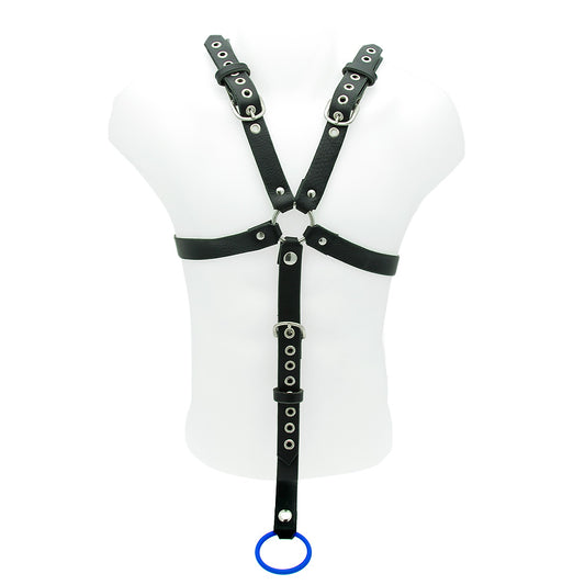 House Of Eros Black Leather Male Harness and Cock Strap