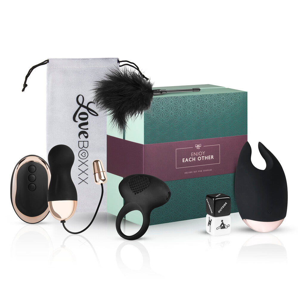 Loveboxxx Sleek Black Couples Gift Set for Intimacy Enhancement