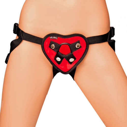 Lux Fetish Red Heart Strap On Harness Adjustable Nylon