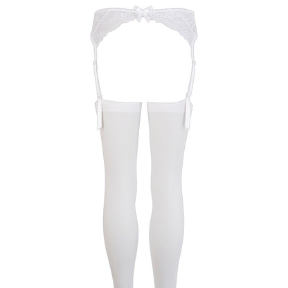 Elegant Essentials White Lace Suspender Set with Stockings