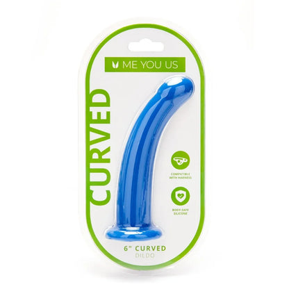 Me You Us Blue Silicone Curved Dildo 6 Inch