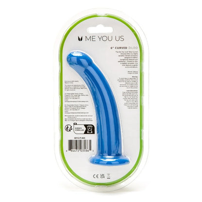 Me You Us Blue Silicone Curved Dildo 6 Inch