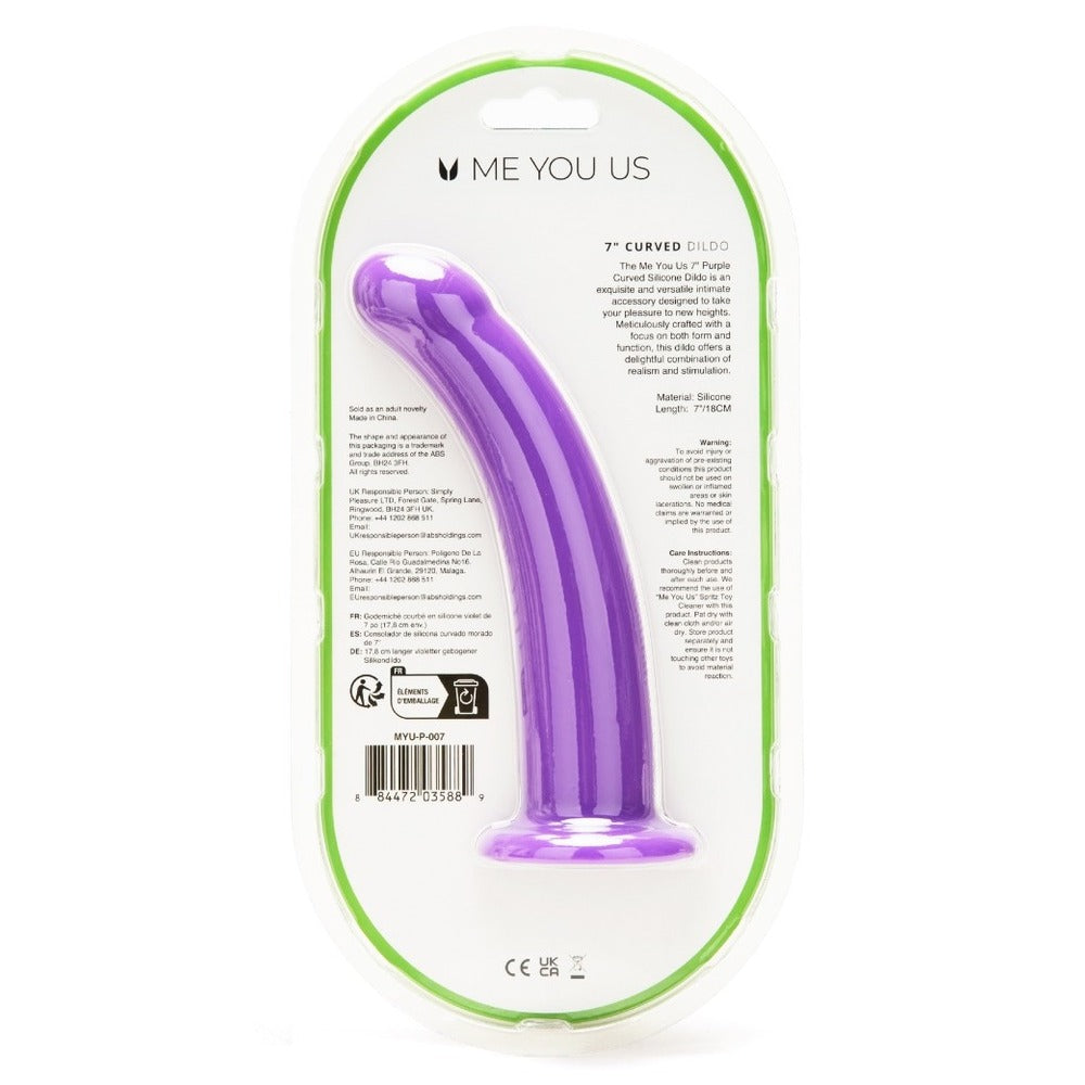 Me You Us Purple Curved 7 Inch Silicone Dildo