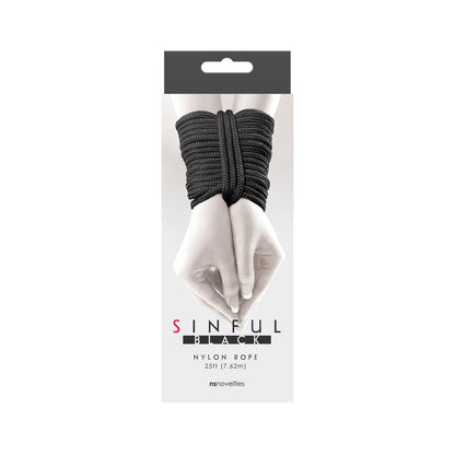 Sinful Black 25 Foot Soft Nylon Rope for Bondage Techniques