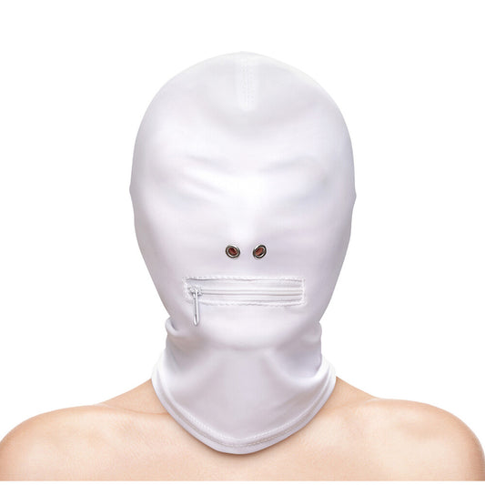 NS Novelties White Fetish and Fashion Zipped Mouth Hood