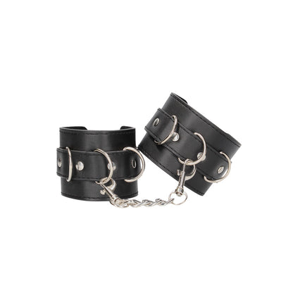 Ouch Black Leather Cuffs with Adjustable Fit and Elegant Design