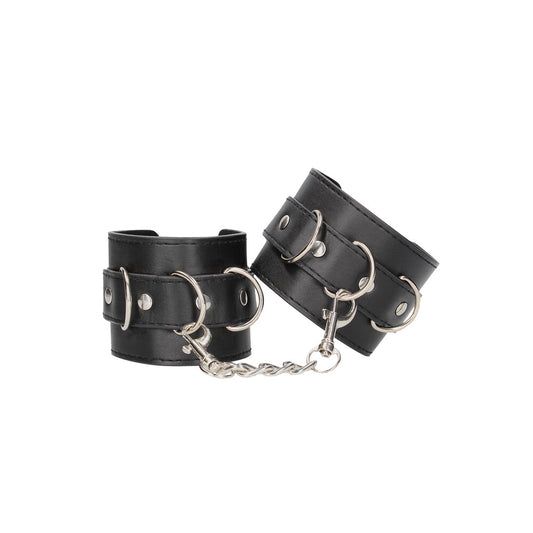 Ouch Black Leather Cuffs with Adjustable Fit and Elegant Design