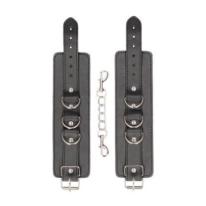 Ouch Black Leather Cuffs with Adjustable Fit and Elegant Design