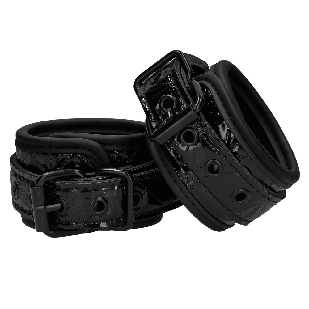 Ouch Black BDSM Hand Cuffs with Adjustable Straps