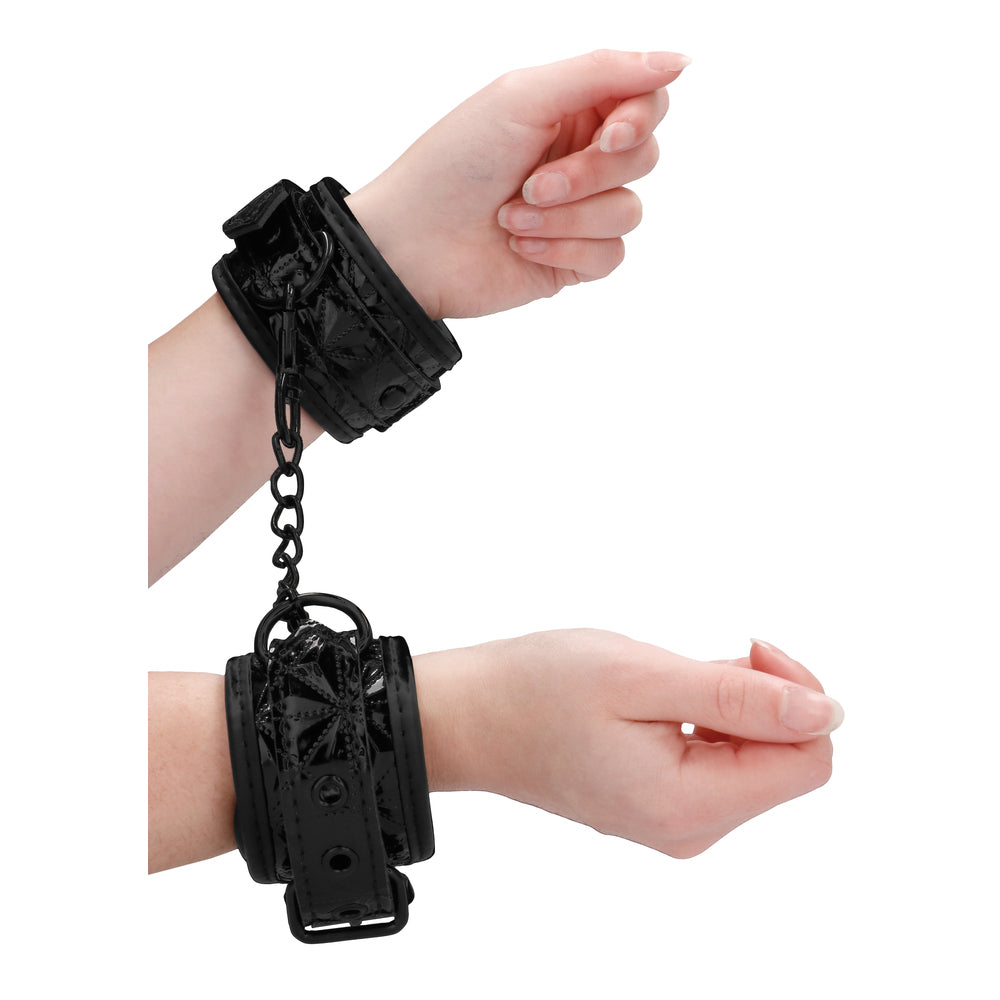 Ouch Black BDSM Hand Cuffs with Adjustable Straps