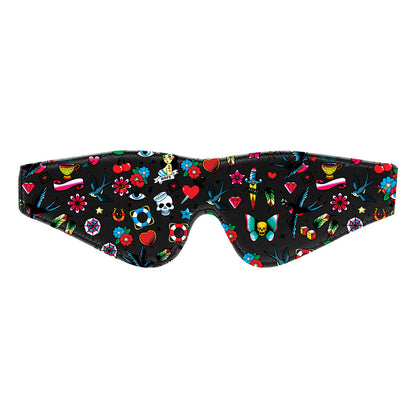 Ouch Black Leather Tattoo Printed Eye Mask for Sleep