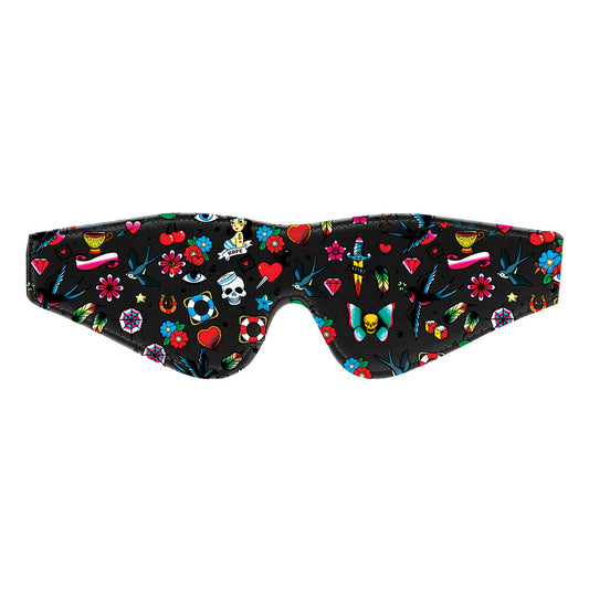 Ouch Black Leather Tattoo Printed Eye Mask for Sleep