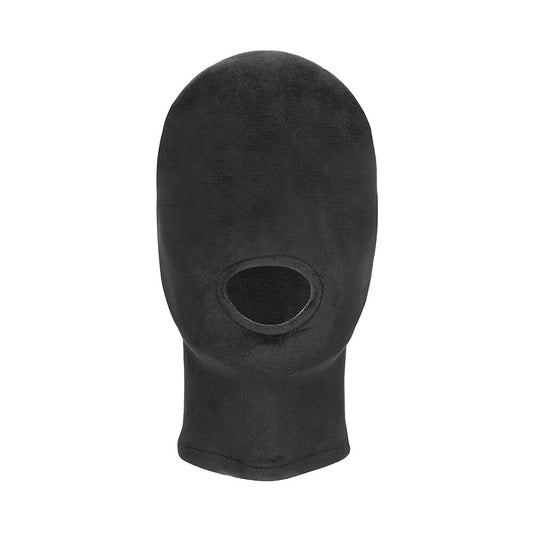 Shots Toys Black Ouch Velvet Mask With Mouth Opening

