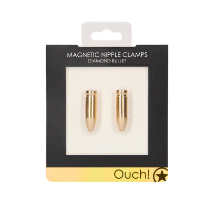 Ouch Gold Magnetic Nipple Clamps with Diamond Bullet