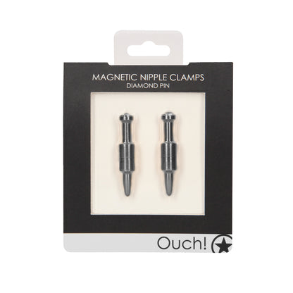 Ouch Grey Magnetic Nipple Clamps with Diamond Pin