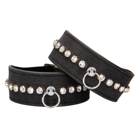 Ouch Black Diamond Studded Wrist Cuffs for BDSM Play