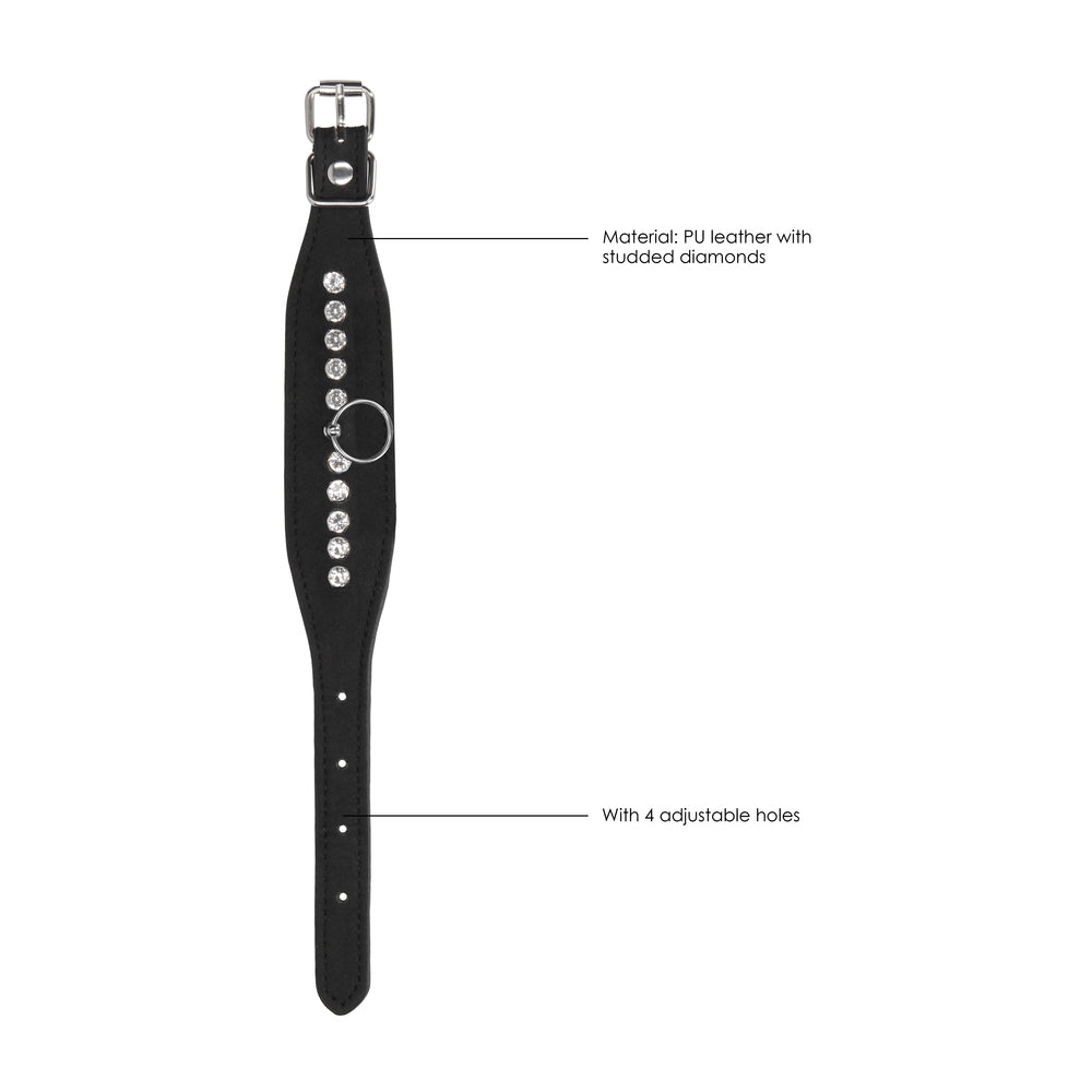 Ouch Black Diamond Studded Wrist Cuffs for BDSM Play