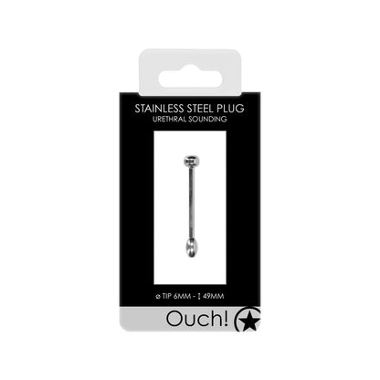 Ouch Silver Stainless Steel Urethral Plug with Thick Head
