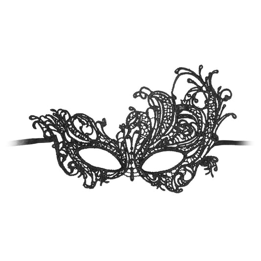 OUCH! Black Lace Eye Mask with Adjustable Ribbons