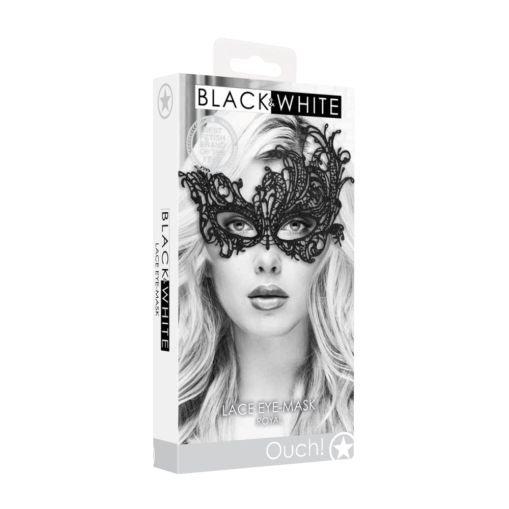 OUCH! Black Lace Eye Mask with Adjustable Ribbons