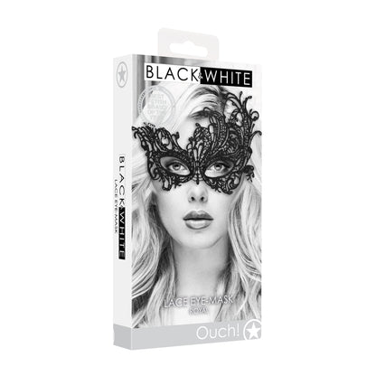 OUCH! Black Lace Eye Mask with Adjustable Ribbons