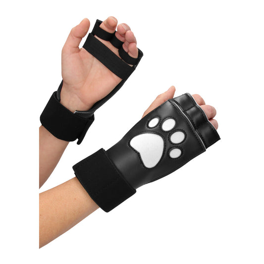 PawPlay Black Neoprene Puppy Paw Gloves for Role-Playing