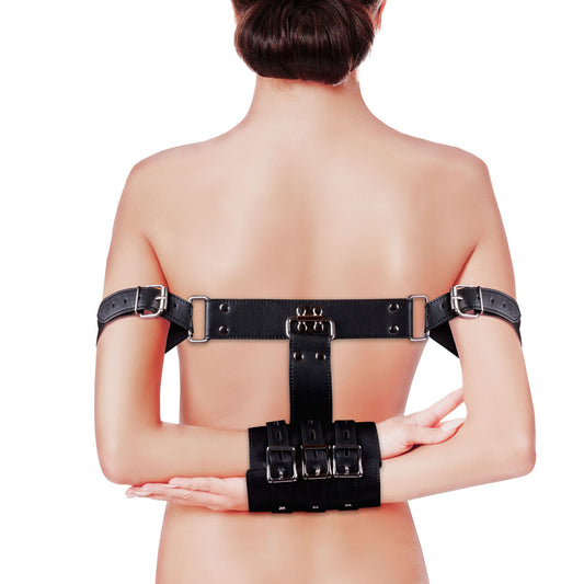 Premium Bondage Black Complete Arm Restraints Harness