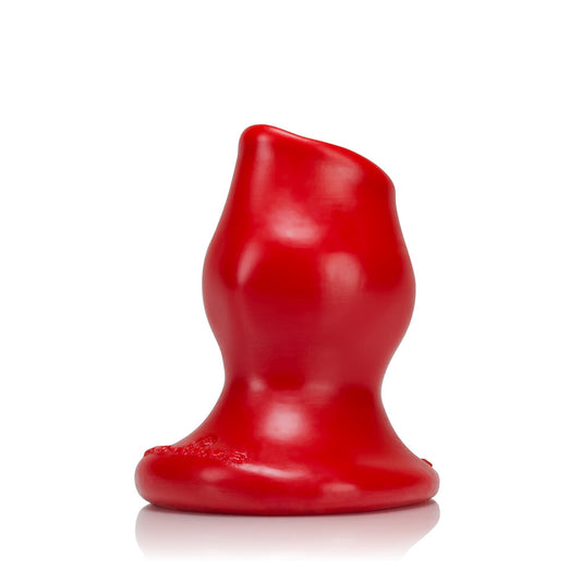 Oxballs Red Medium Hollow Butt Plug with Textured Ridges