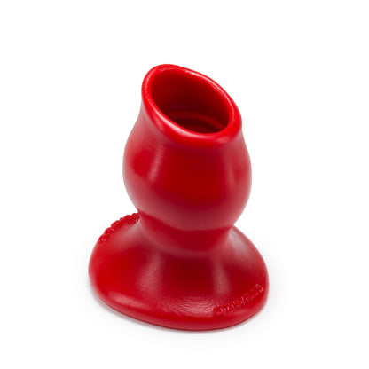 Oxballs Red Medium Hollow Butt Plug with Textured Ridges