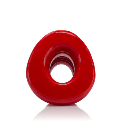 Oxballs Red Medium Hollow Butt Plug with Textured Ridges