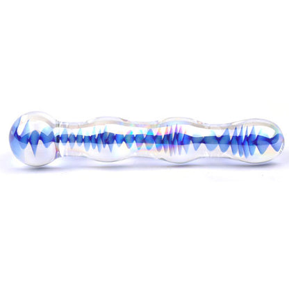 Elegant Pleasure Blue Glass Wavy Dildo