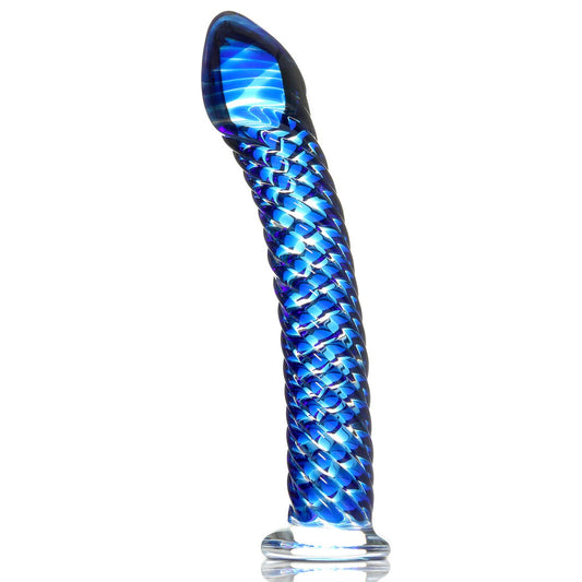Icicles Clear Hand Blown Glass Massager Ribbed Luxury Wand