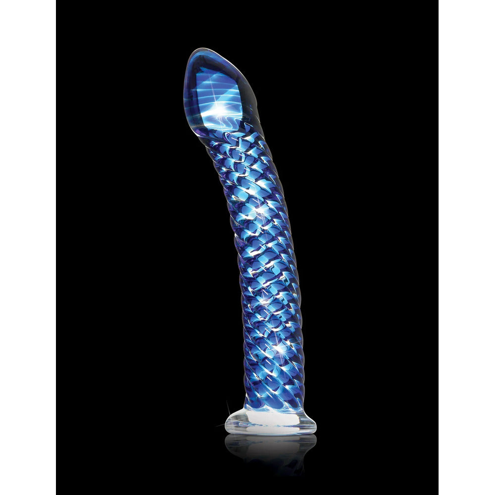 Icicles Clear Hand Blown Glass Massager Ribbed Luxury Wand
