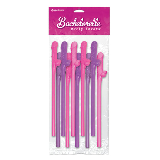 Party Essentials Pink and Purple Pecker Straws Set of 10