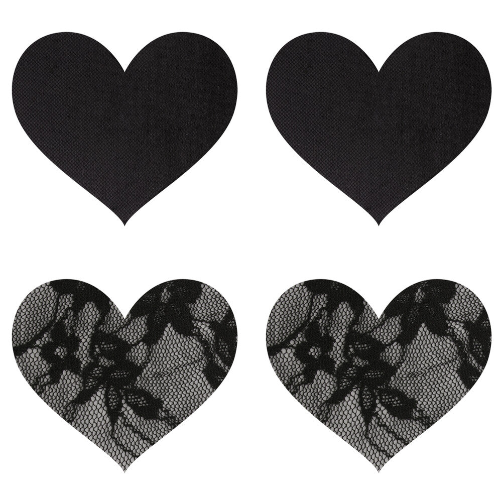Satin and Lace Hearts Peekaboo Pasties in Red and Black