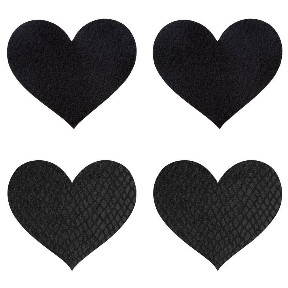 Peekaboo Black Heart Pasties with Smooth and Snakeskin Textures