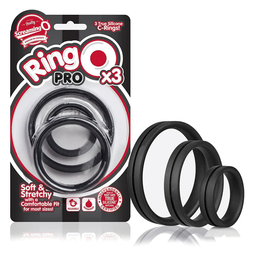 Screaming O Black Pro X3 Silicone Cock Rings