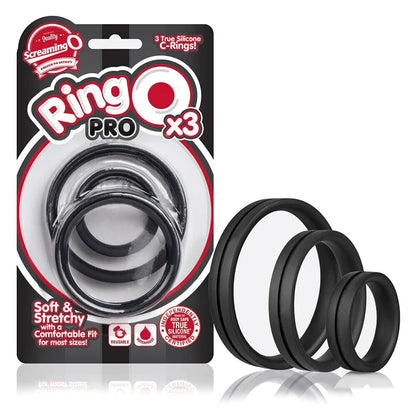 Screaming O Black Pro X3 Silicone Cock Rings
